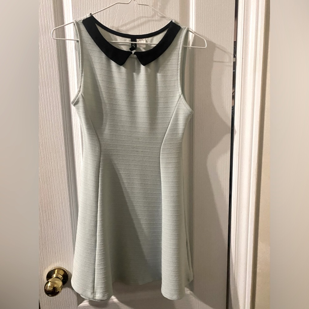 Mint green mini dress with black collar